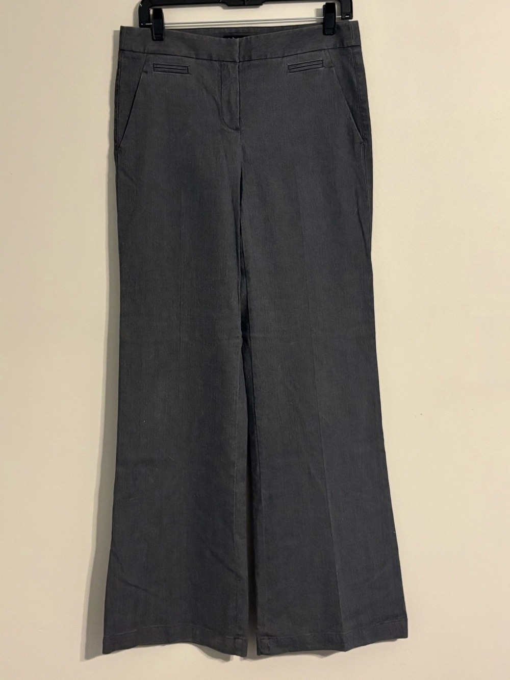 Theory Women’s Charcoal Gray Wide-Leg Flare Trousers - Size 6